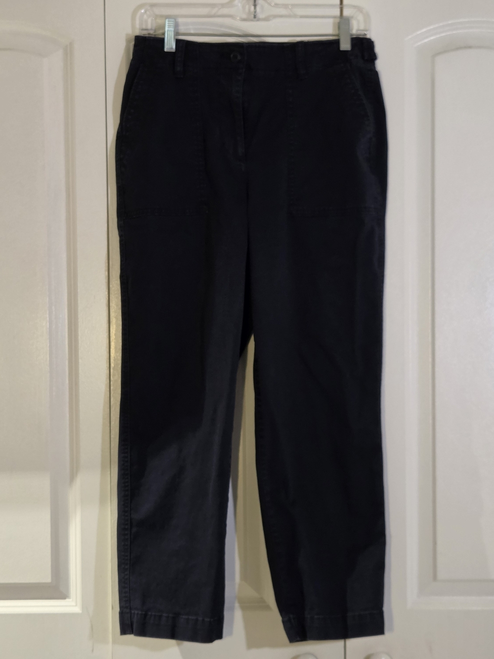 Talbots Women's Pant Size 4 High Waist Patch Pocket Crop Navy Blue $79.50